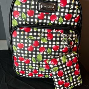 (SOLD) NWT Madden Girl Cherries & Checkered Mini Backpack Purse with Wallet